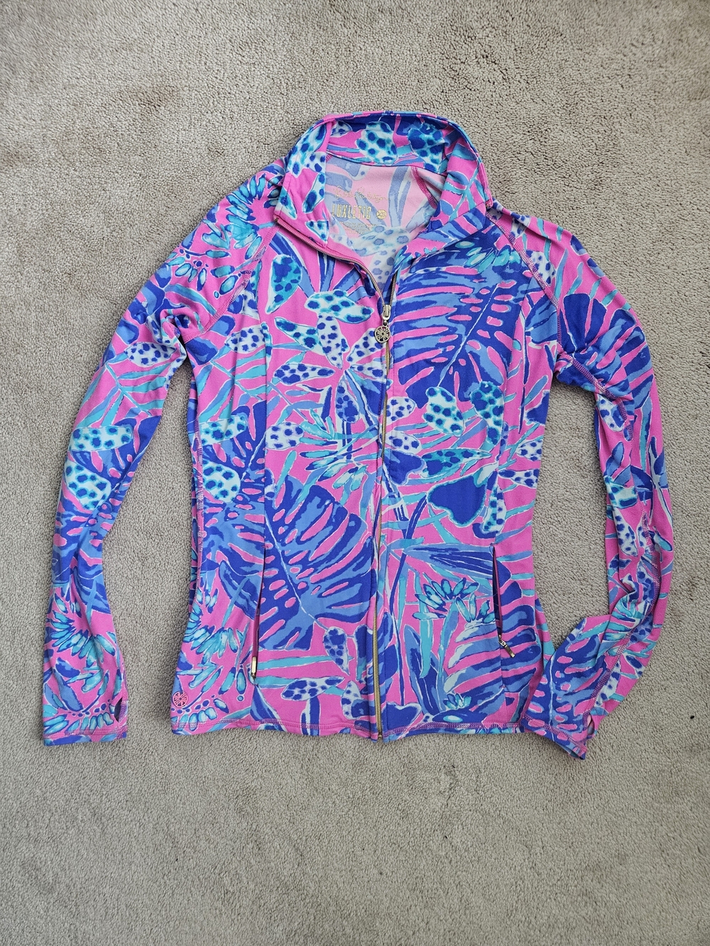 Lilly Pulitzer Pink, Blue & Aqua Printed Zip-Up Hoodie